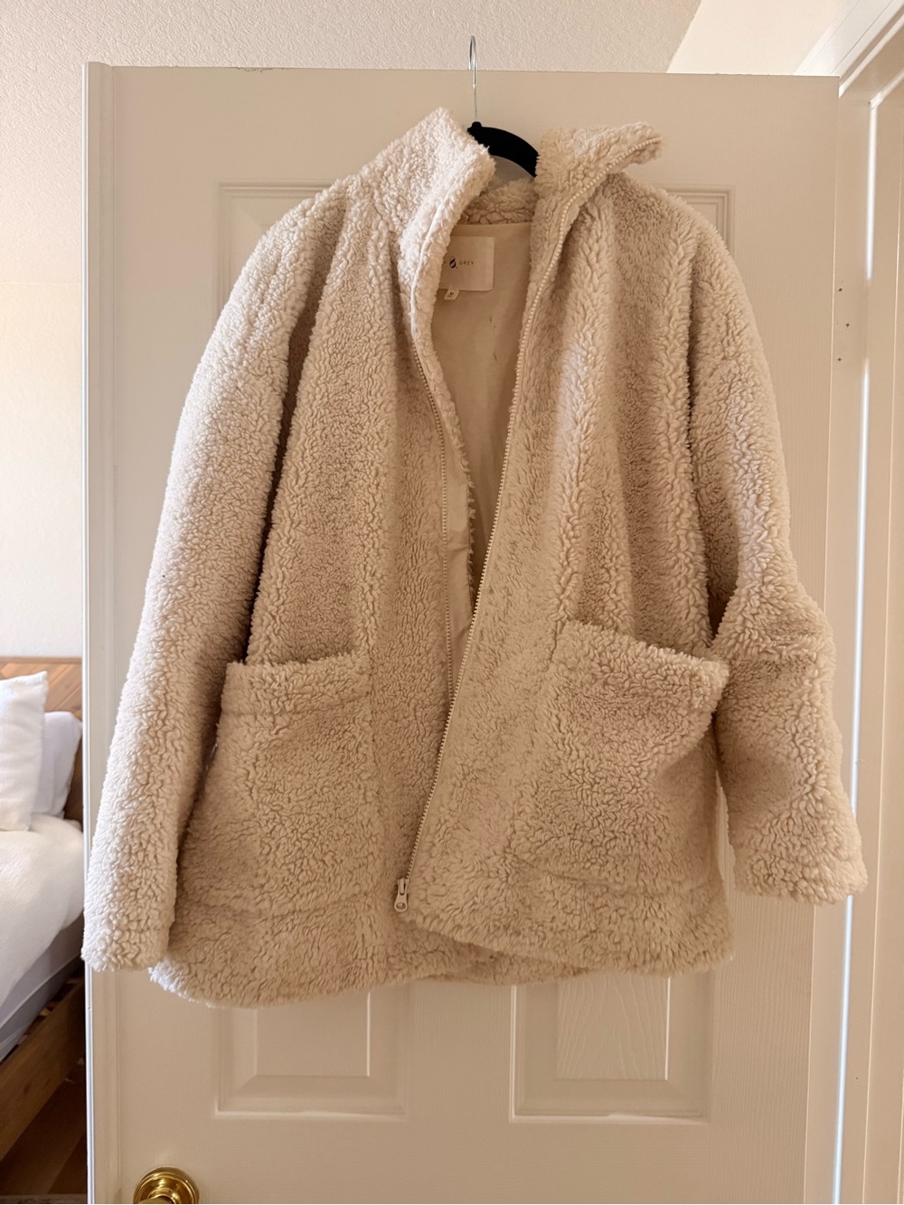 Lou & Grey Cream Teddy Sherpa Zip Jacket